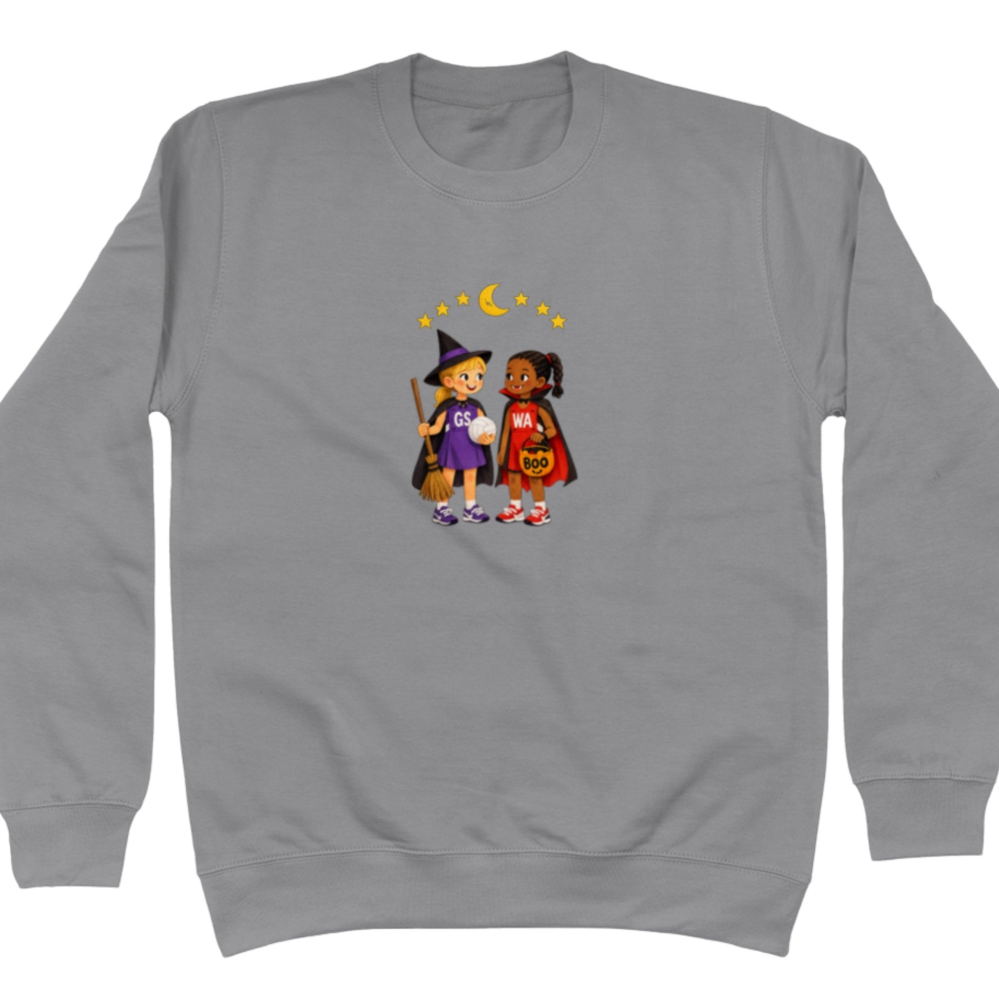Cute Dark Grey Netball Halloween Graphic Sweatshirt