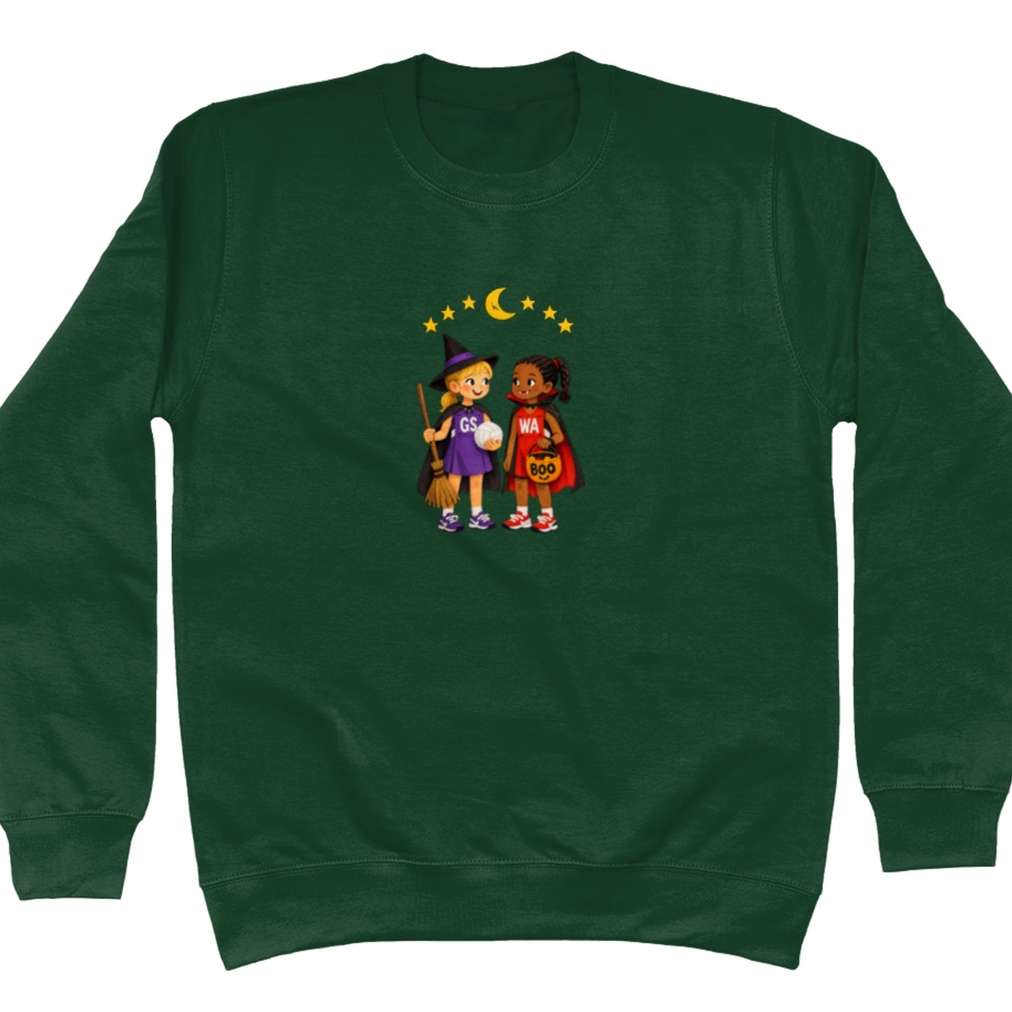 Cute Green Netball Halloween Graphic Sweatshirt