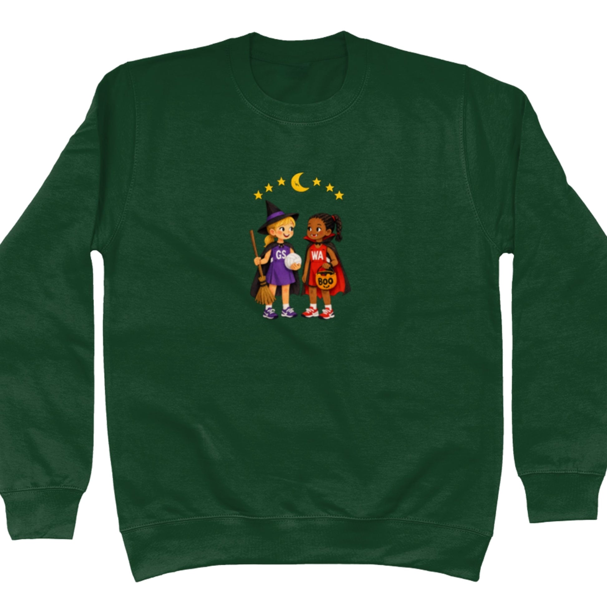 Cute Green Netball Halloween Graphic Sweatshirt
