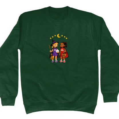Cute Green Netball Halloween Graphic Sweatshirt