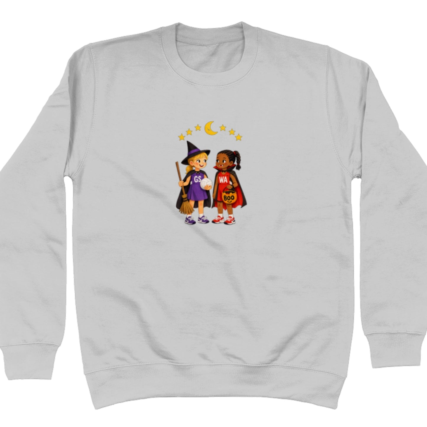 Cute Grey Netball Halloween Graphic Sweatshirt