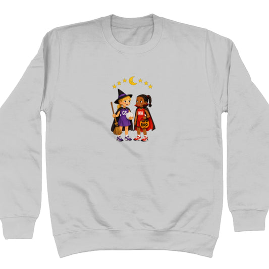 Cute Grey Netball Halloween Graphic Sweatshirt
