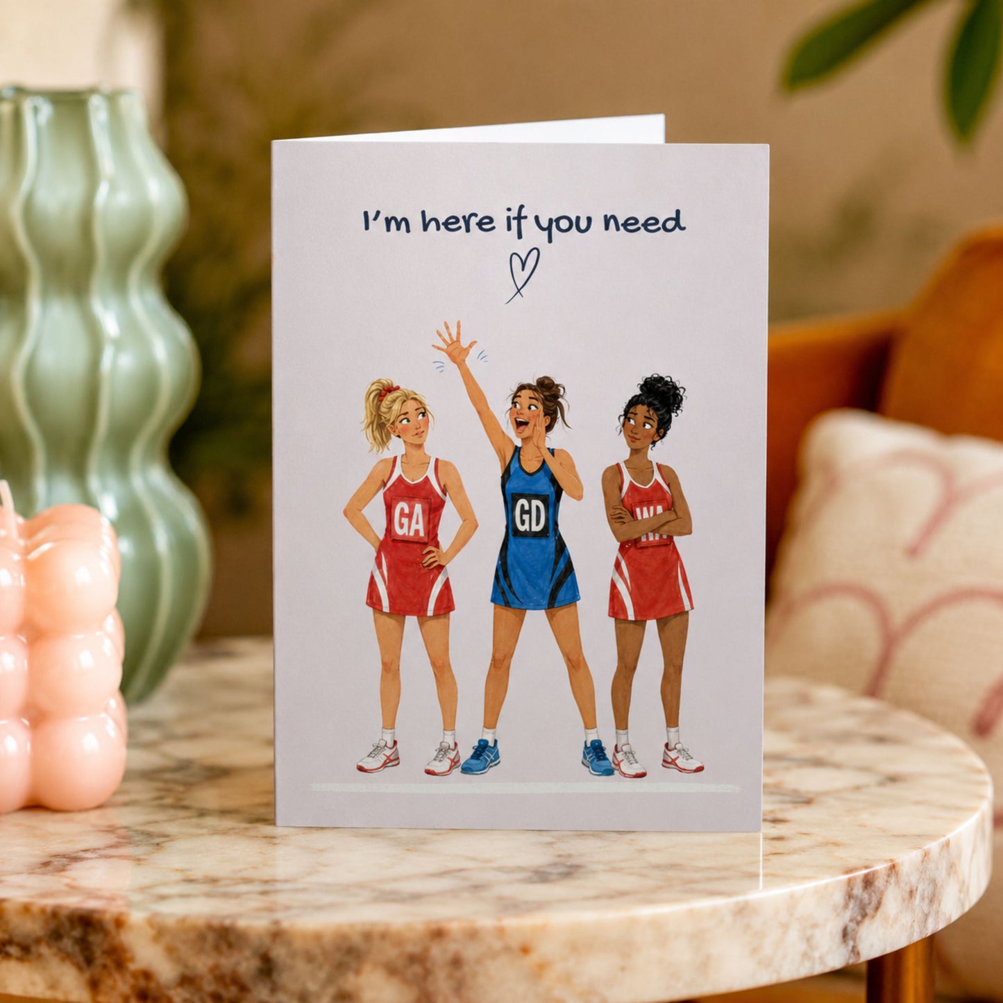 Netball Player Thinking of You Card - Here If You Need