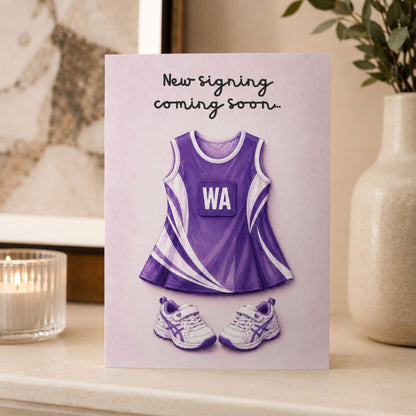 Netball Player New Baby Card - Congratulations New Signing