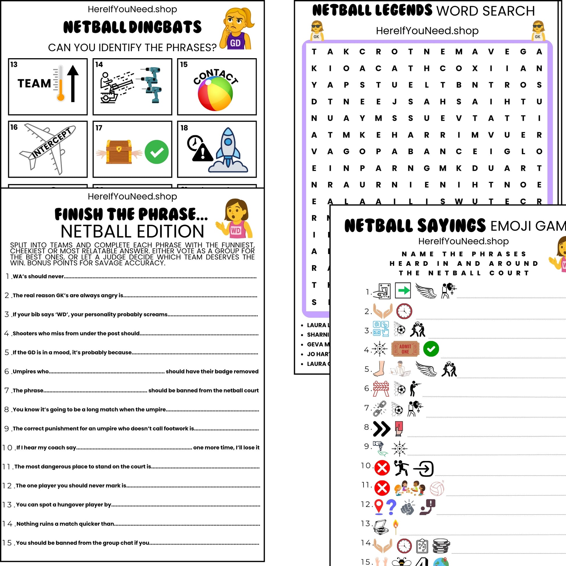 Netball Party Games - Netball Team Activities