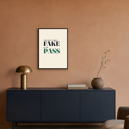 Cool Netball Player Art Print - Fake Pass Slogan