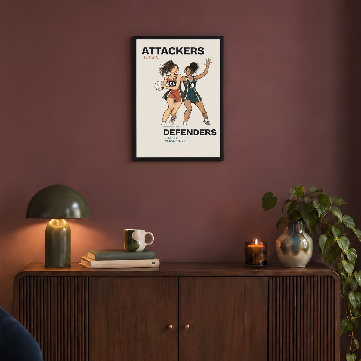 Netball Attackers and Defenders Art - Poster Wall Art