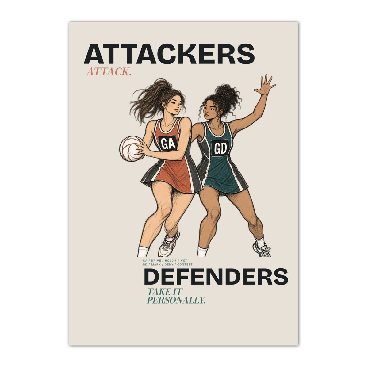 Netball Players Action - Poster Art Print