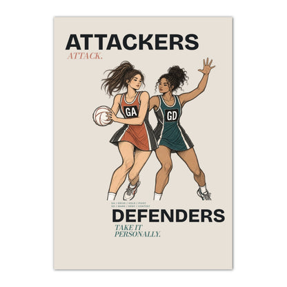 Netball Players Action - Poster Art Print
