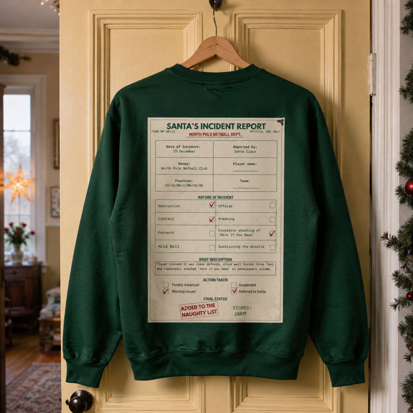 Funny Netball Santa Christmas Sweatshirt