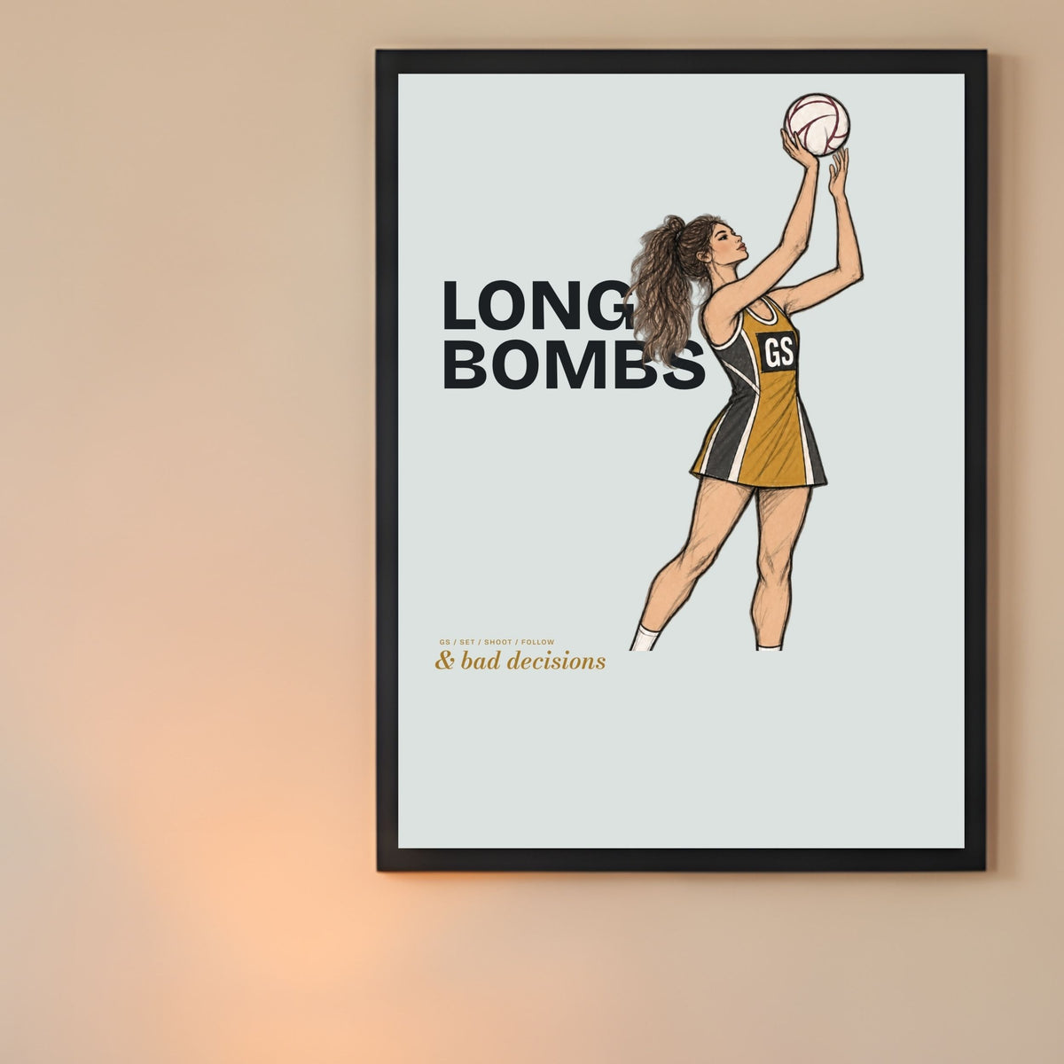 Netball Goal Attack Wall Art Print - Netball Gift