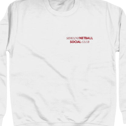 White Netball Slogan Sweater for Adults - Netball Social Club