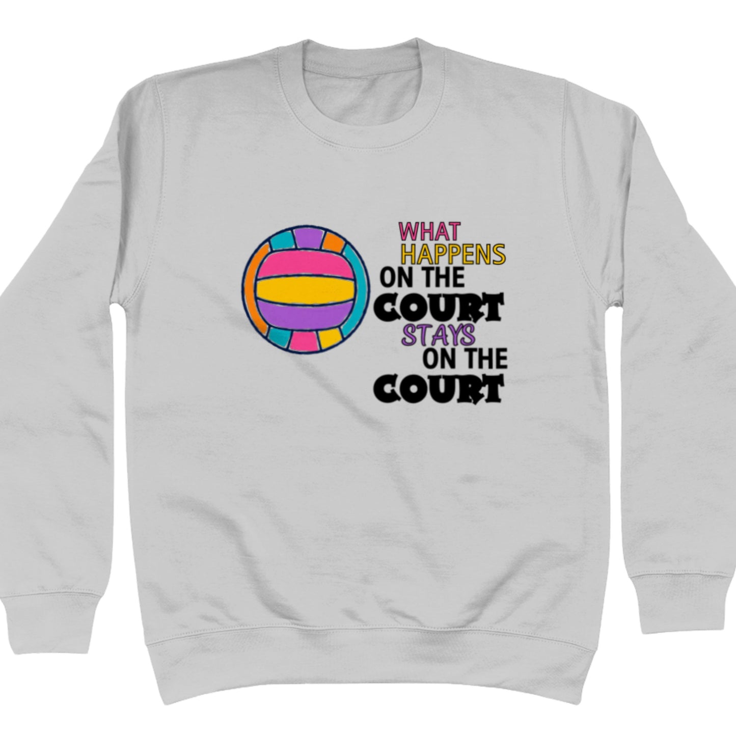 Grey Netball Graphic and Slogan Sweatshirt for Adults