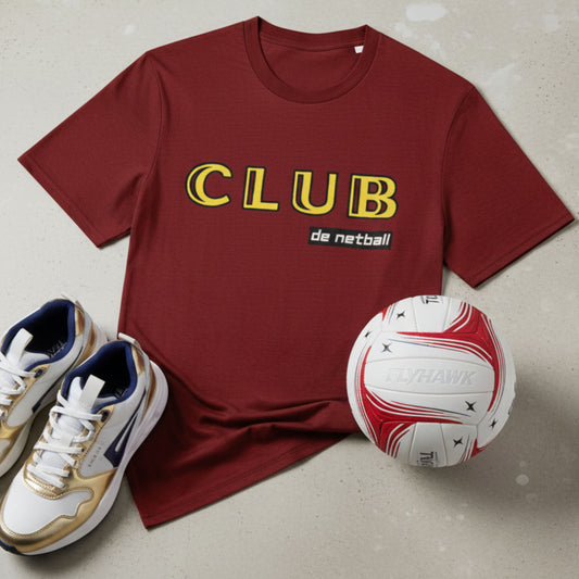 Burgundy Netball Tee Shirt - Netball Gifts