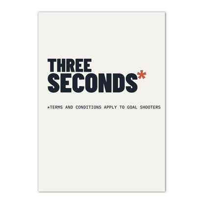 Netball 3 Seconds Goal Shooter Funny Wall Poster Print