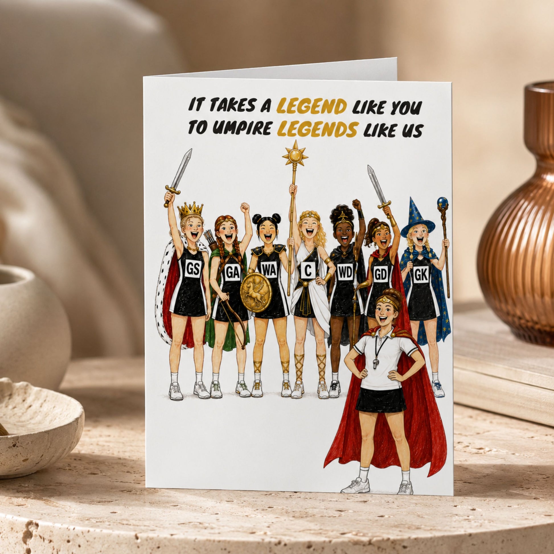 Funny Thank You Card for Netball Umpire from a Netball Team