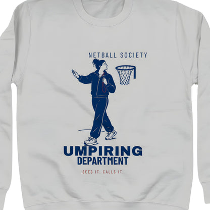 Grey Netball Umpire Jumper with Slogan and Fashion Graphic