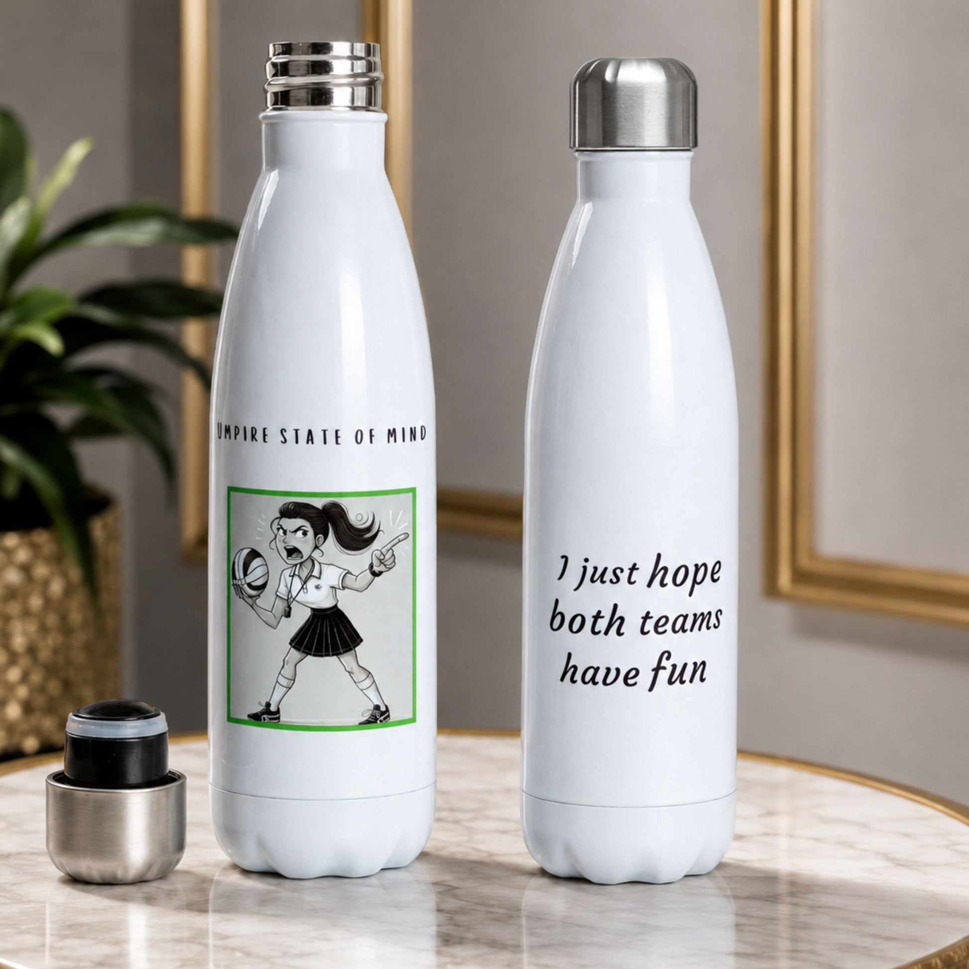 Netball Umpire Water Bottle - Funny Netball Gift for Umpires