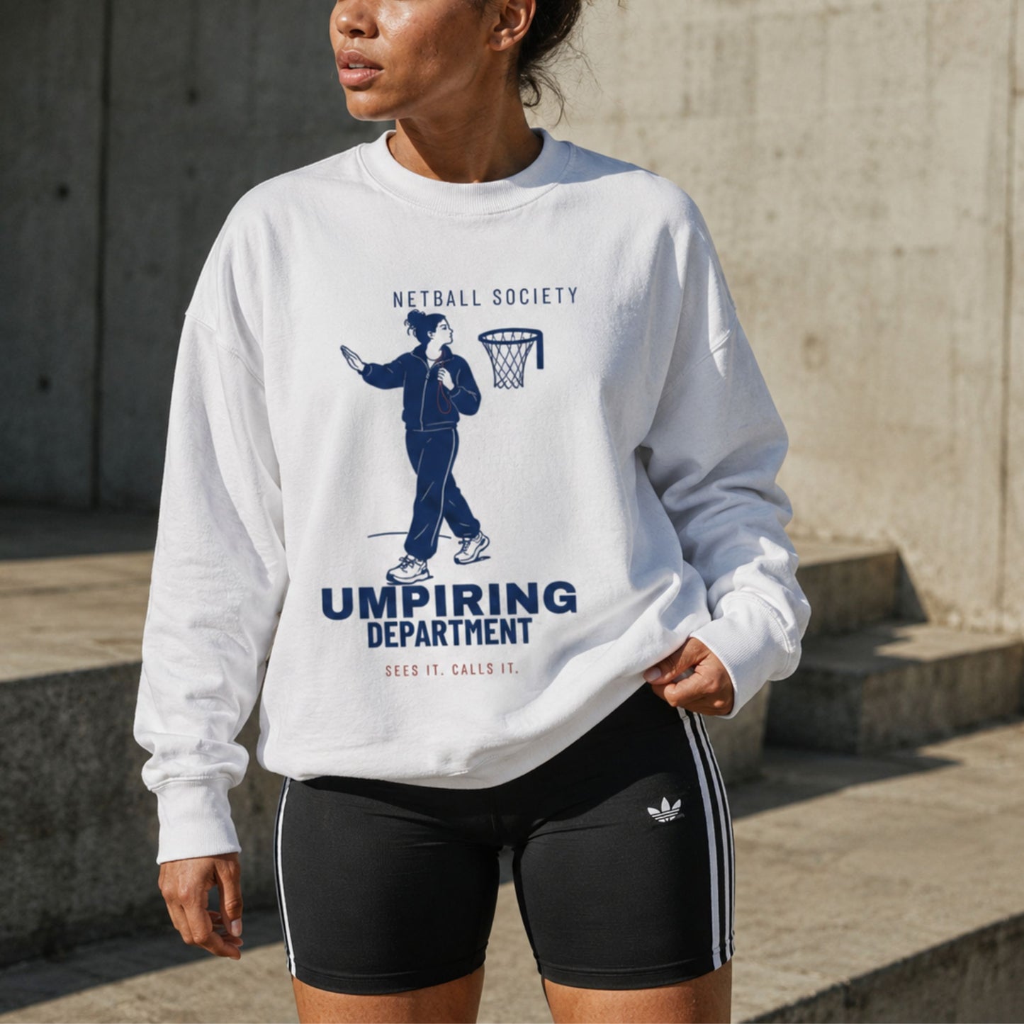 Netball Umpire Sweatshirt with Fashion Graphic - Umpiring Department