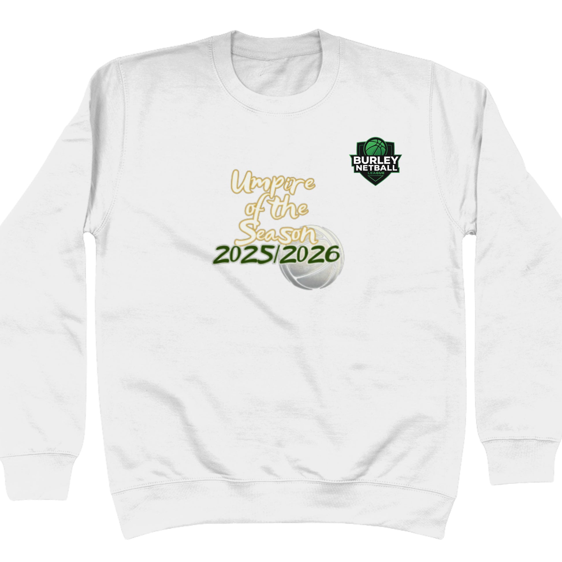 Personalised Netball Umpire of the Season Award - White Sweatshirt