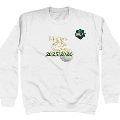 Personalised Netball Umpire of the Season Award - White Sweatshirt