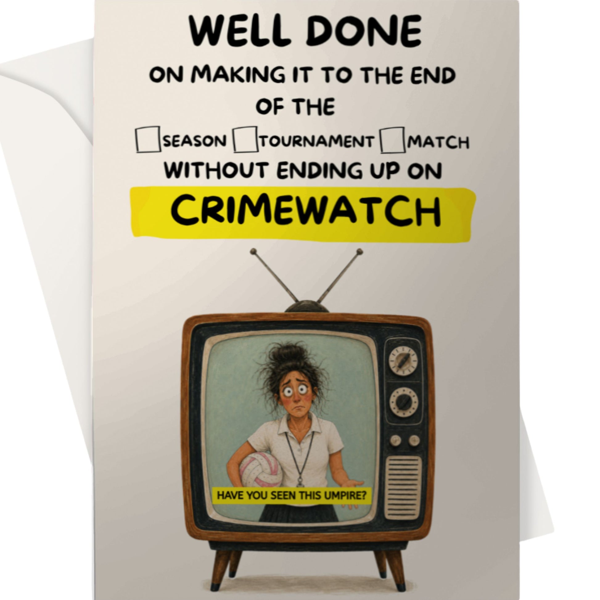 Netball Umpire Thank You Card - Congratulations Crimewatch