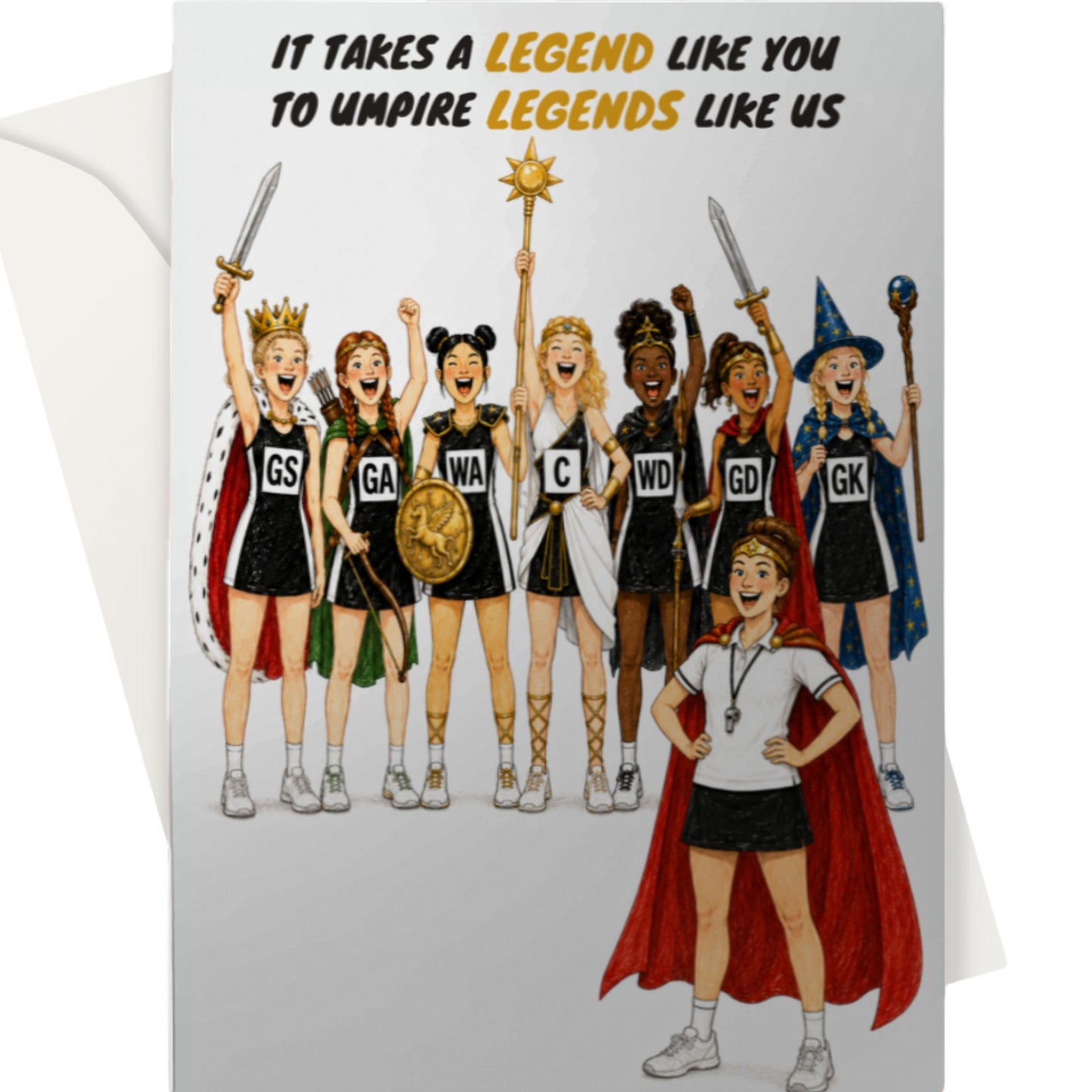 Funny Netball Umpire Thank You Card - Legends Like Us