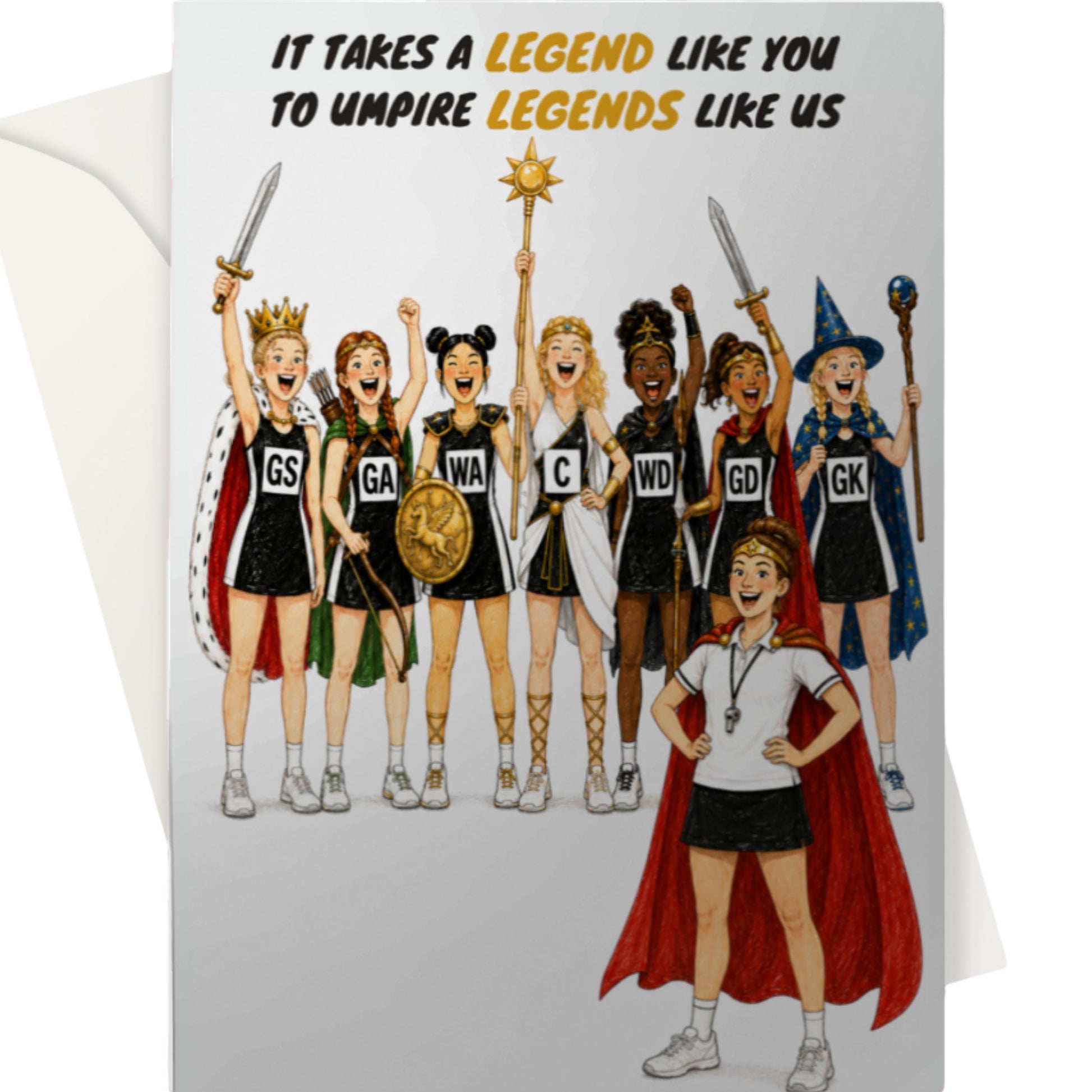 Funny Netball Umpire Thank You Card - Legends Like Us