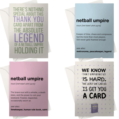 4 Netball Umpire Thank You Cards Bundle