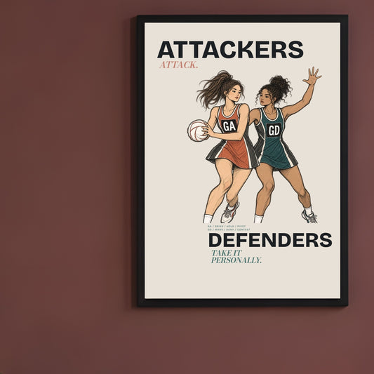 Netball Wall Art Print - Attackers and Defenders Poster