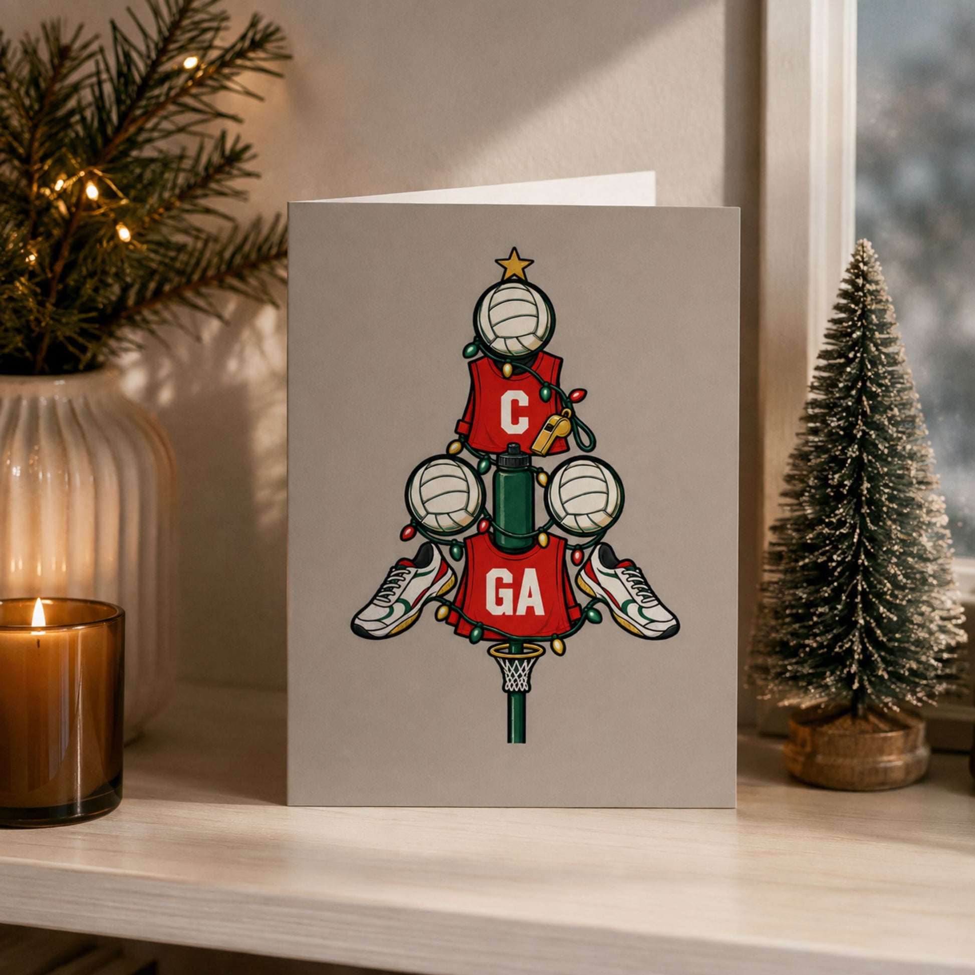 Netball Christmas Card - Festive Tree