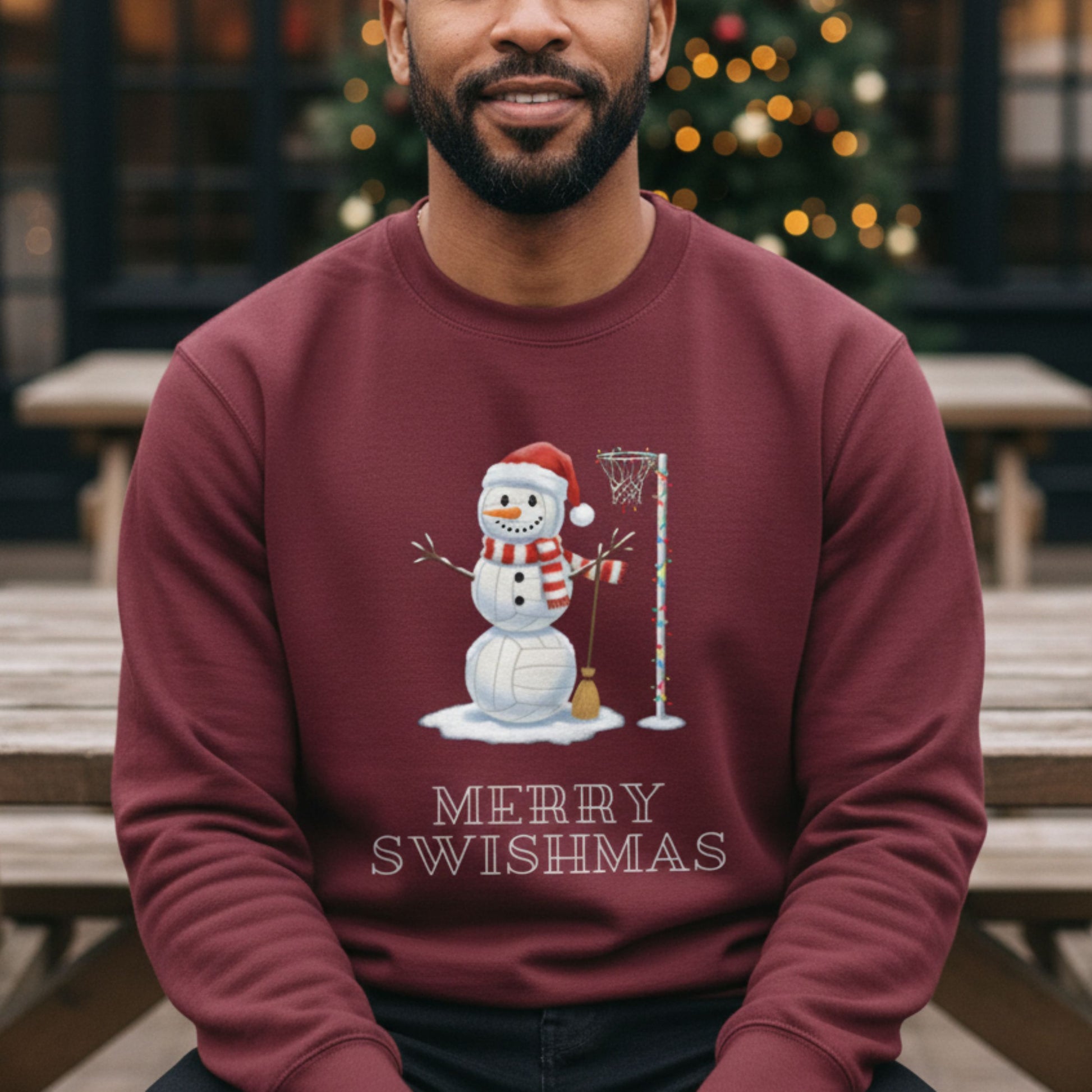Men's Netball Christmas Jumper - Merry Swishmas Sweatshirt 