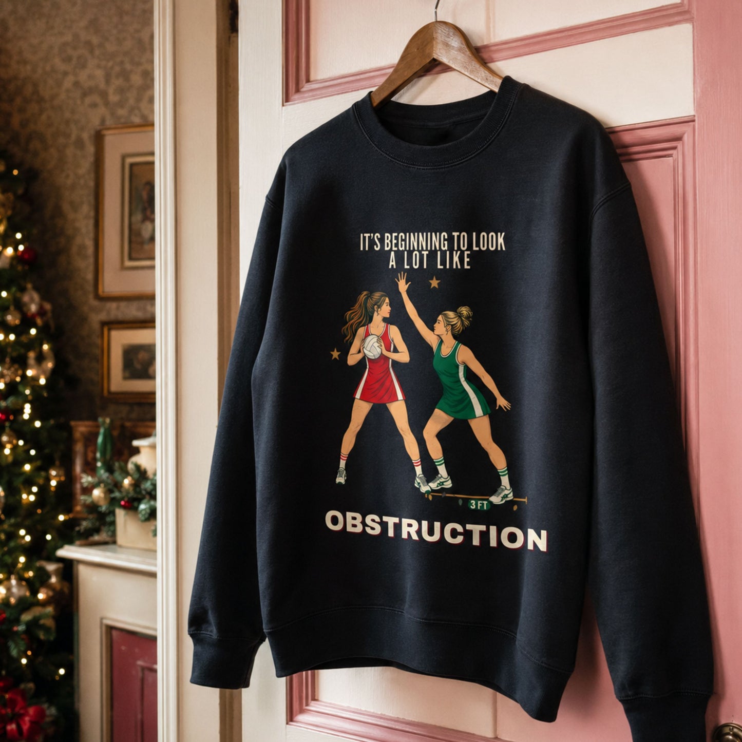 Netball Christmas Sweatshirt with Festive Slogan