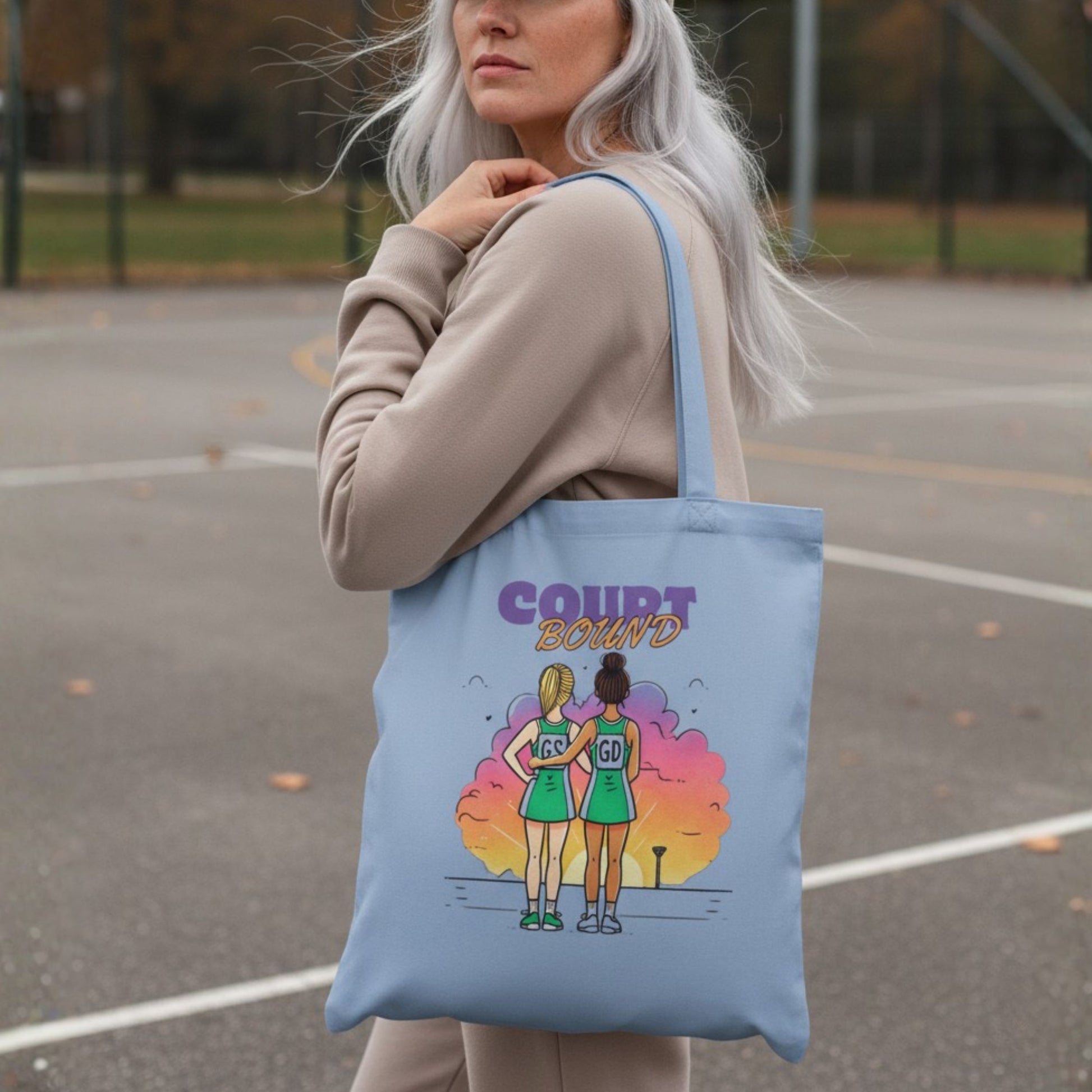 Netball Gifts - Blue Graphic Tote Bag