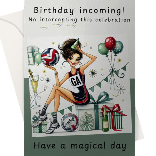 Netball Player Birthday Card Goal Attack GA