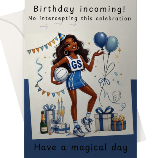 Netball Birthday Card Goal Shooter GS