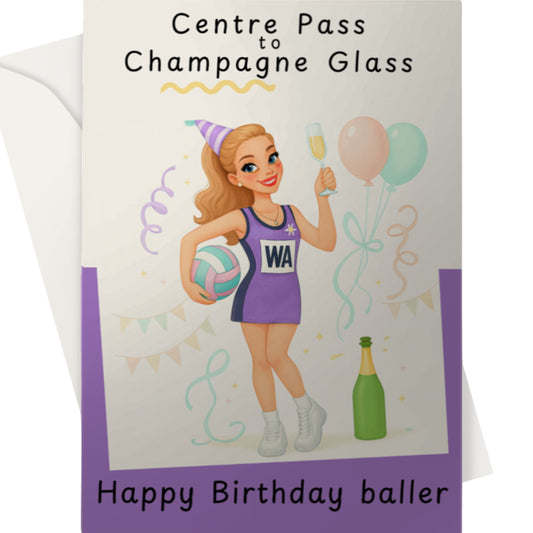 Netball Happy Birthday Card for Wing Attack Players