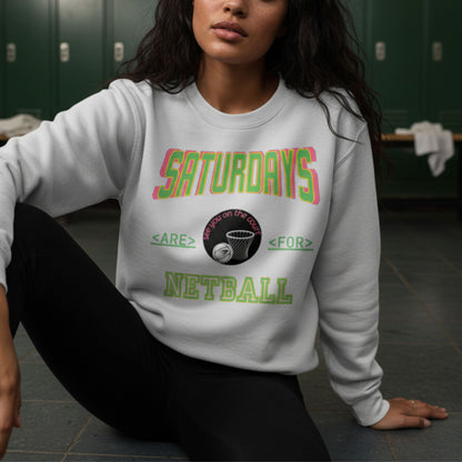 Netball Gifts - Grey Saturdays Slogan Jumper for Netballers