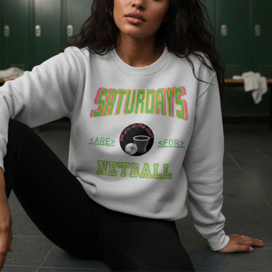 Netball Gifts - Grey Saturdays Slogan Jumper for Netballers