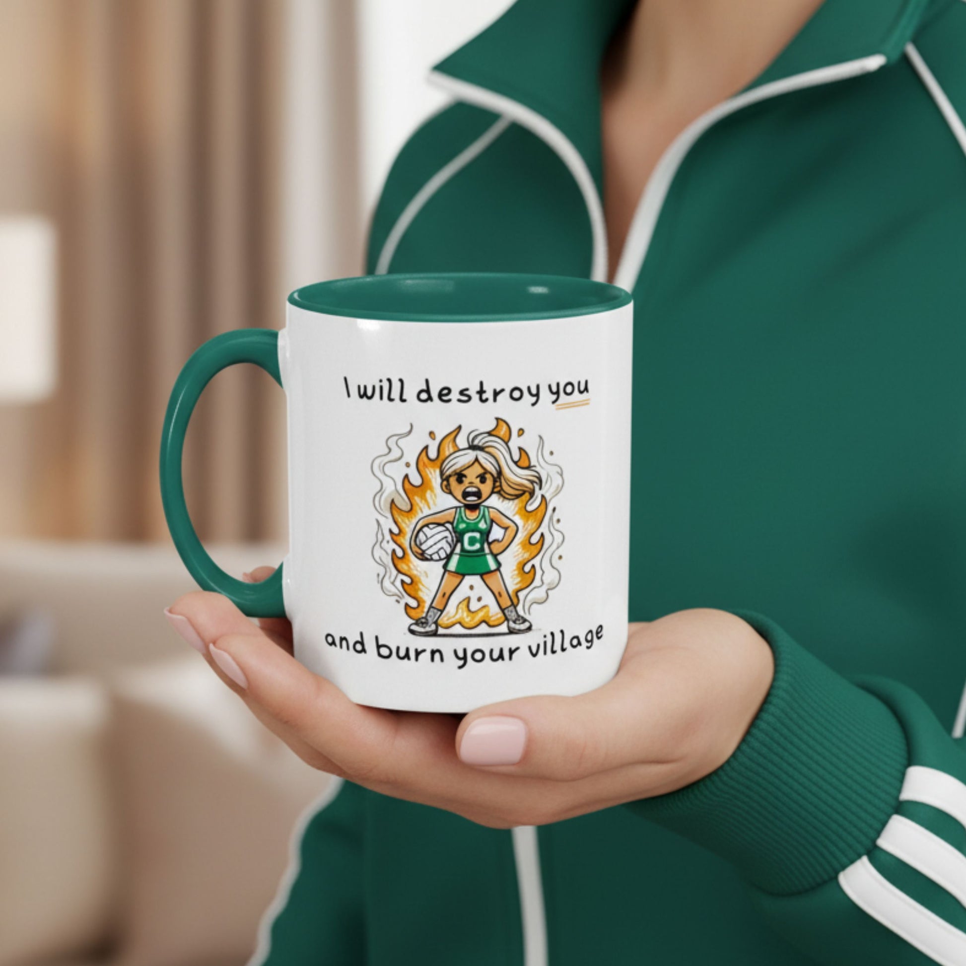 Netball Gifts - Green Netball Gift Mug for Centre Players