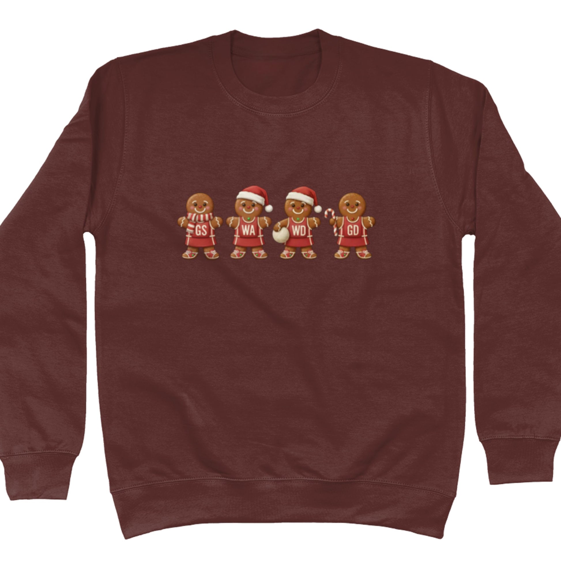 Brown Netball Christmas Jumper - Gingerbread Sweatshirt - Netball Clothing