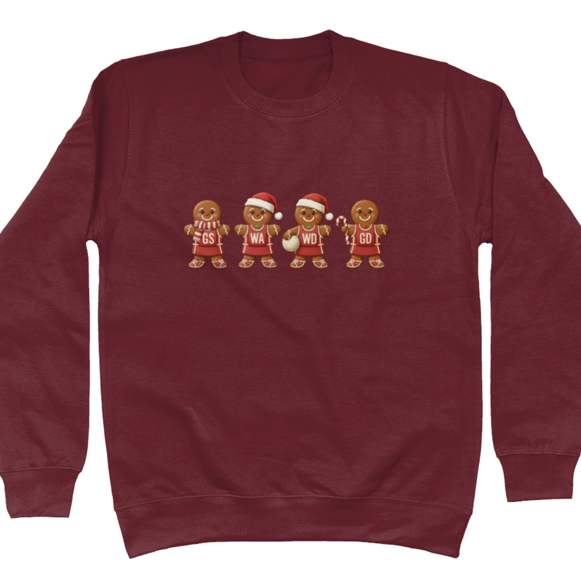 Red Netball Christmas Jumper - Gingerbread Sweatshirt - Netball Clothing