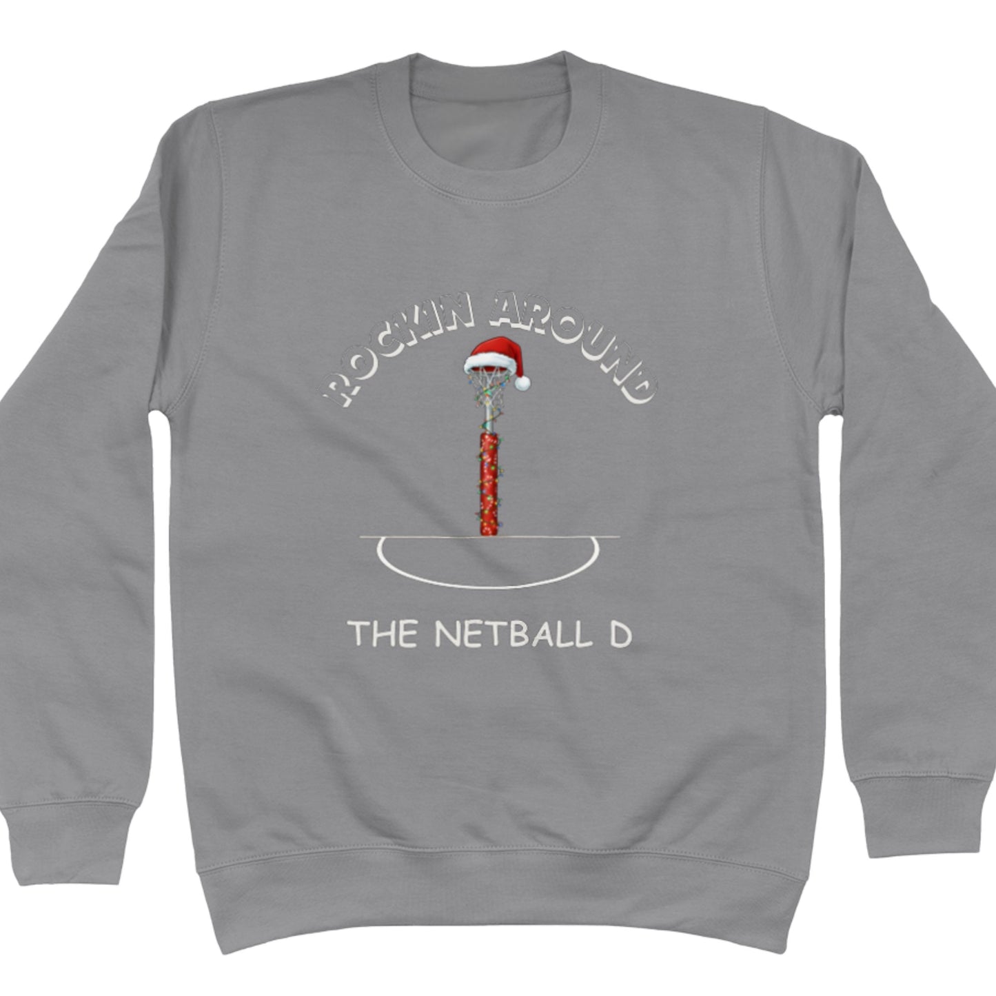 Netball Christmas Sweater - Grey Rockin Around the Netball D Jumper