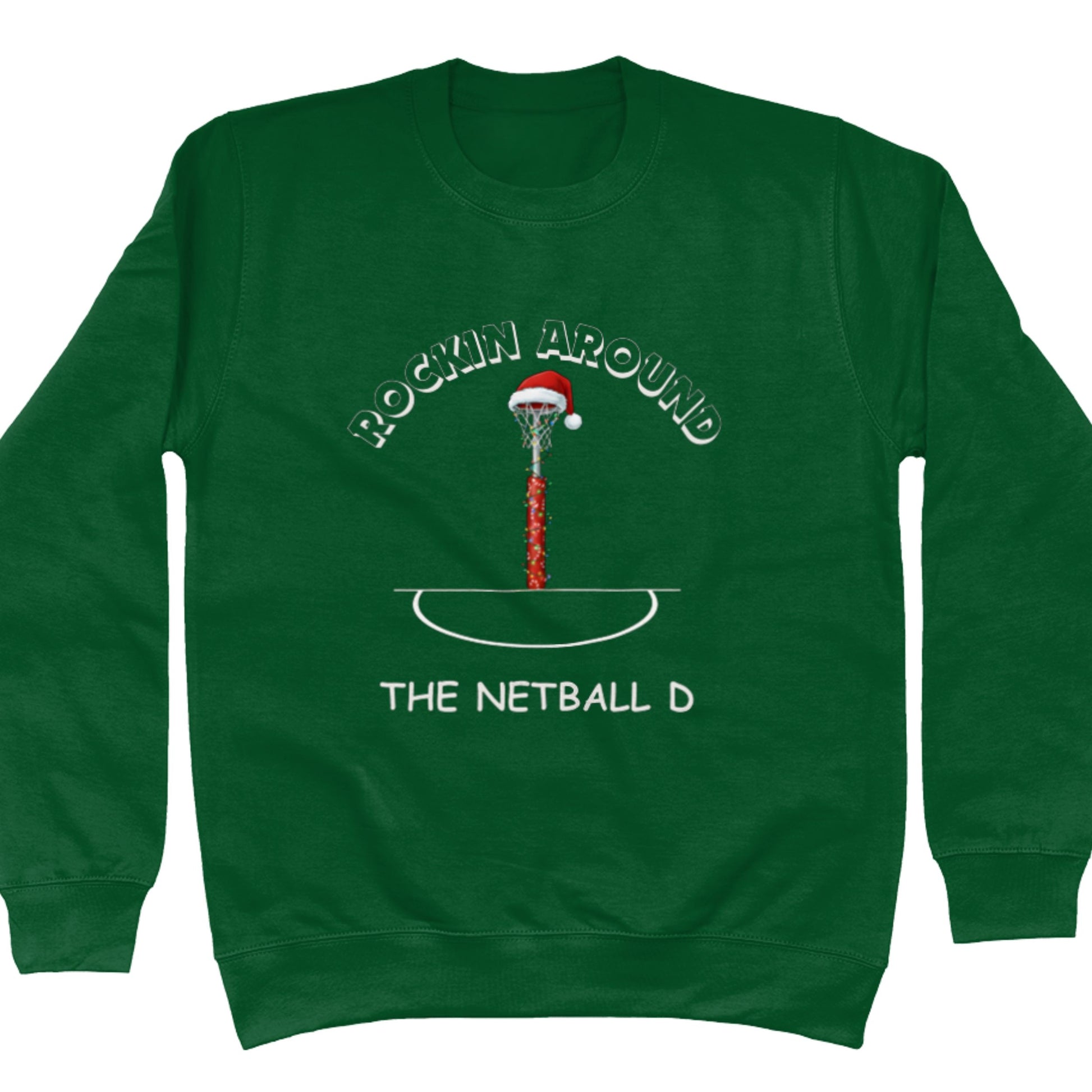 Green Netball Christmas Sweater -  Rockin Around the Netball D Jumper
