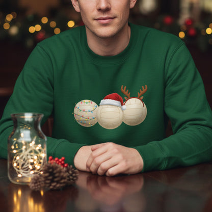 Men's Netball Christmas Sweatshirt - Green Netball Jumper