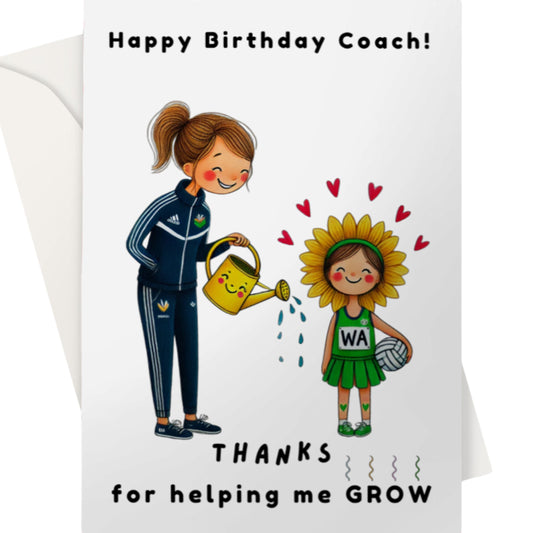 Netball Coach Happy Birthday Card