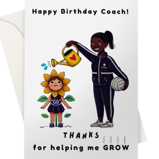 Netball Player Coach Birthday Card