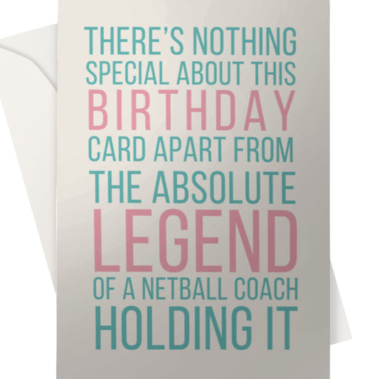Netball Coach Birthday Card - Gift For Netball Coaches