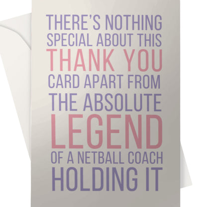 Netball Coach Thank You Card - Gift For Coaches