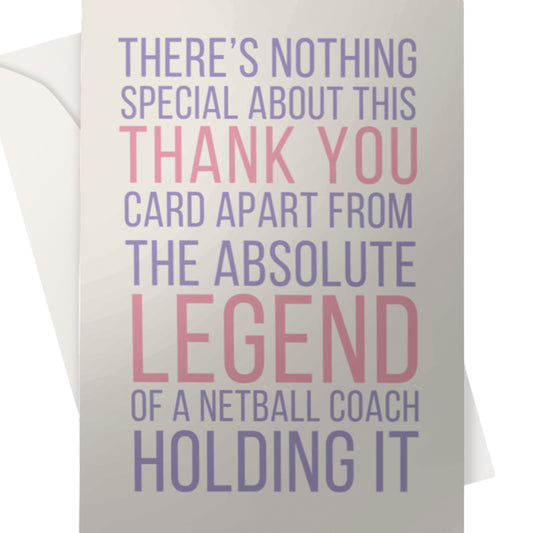Netball Coach Thank You Card - Gift For Coaches